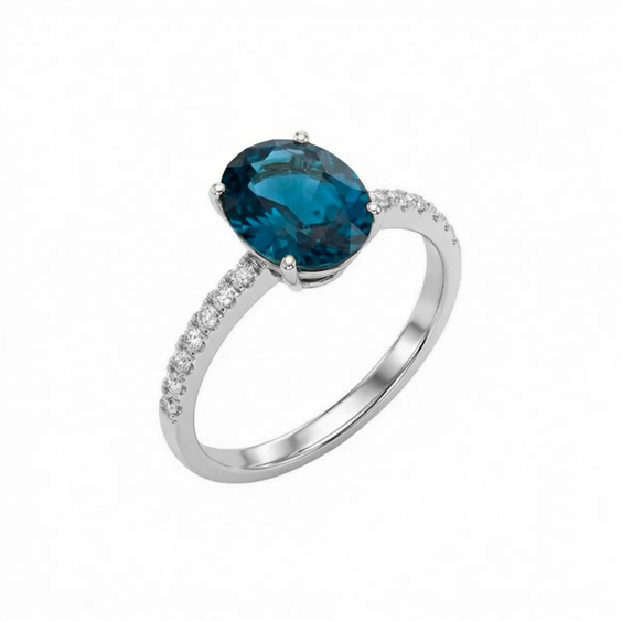 Anello Gazzola Gioielli Donna Amuleto in Oro bianco Topazio blu 2 Ct AN-1222-16-1-18-13-TL-OV-N-F-VS - AN-1222-16-1-18-13-TL-OV-N-F-VS